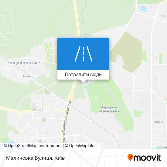Карта Малинська Вулиця