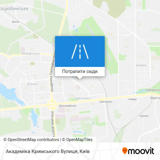 Карта Академіка Кримського Вулиця