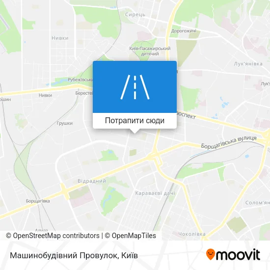 Карта Машинобудівний Провулок
