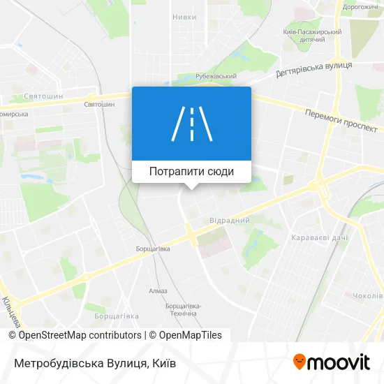 Карта Метробудівська Вулиця