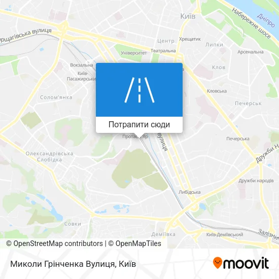 Карта Миколи Грінченка Вулиця