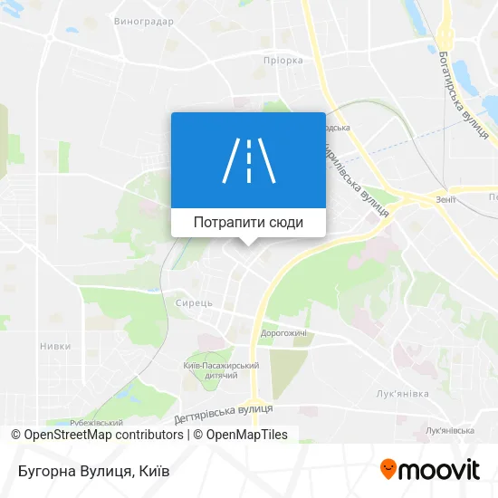 Карта Бугорна Вулиця