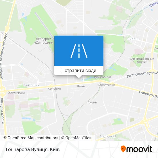 Карта Гончарова Вулиця