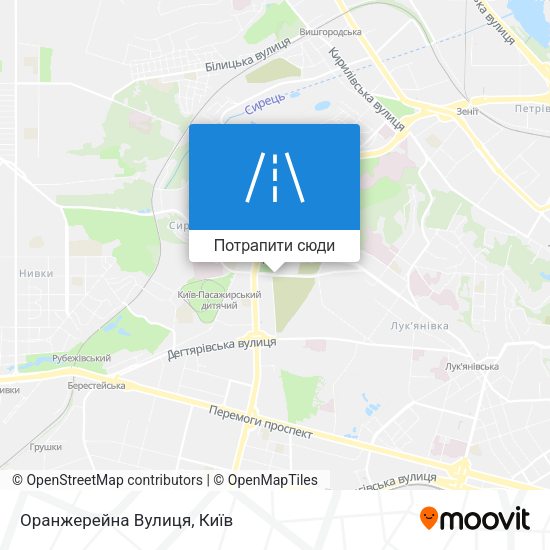 Карта Оранжерейна Вулиця