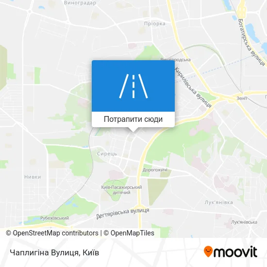 Карта Чаплигіна Вулиця