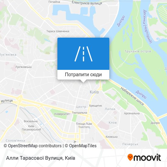 Карта Алли Тарасової Вулиця