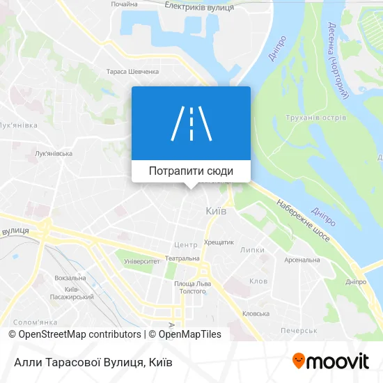 Карта Алли Тарасової Вулиця