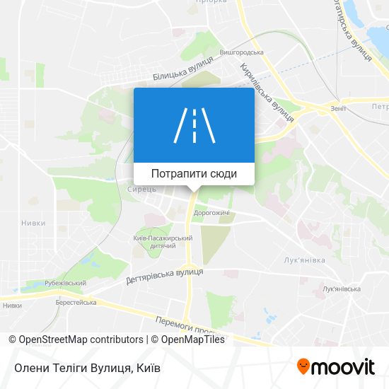 Карта Олени Теліги Вулиця