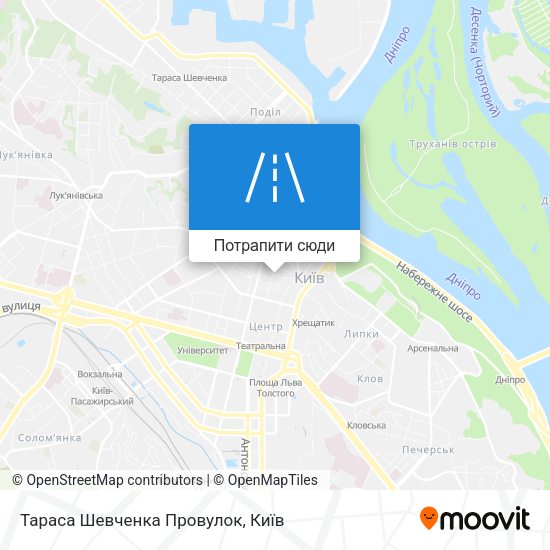 Карта Тараса Шевченка Провулок