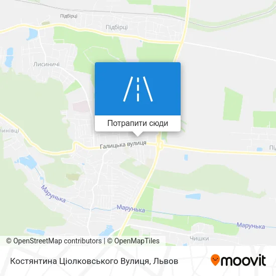 Карта Костянтина Ціолковського Вулиця