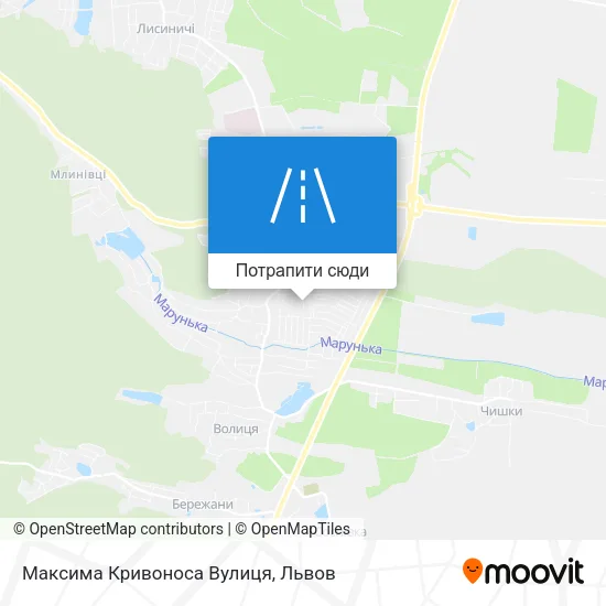 Карта Максима Кривоноса Вулиця