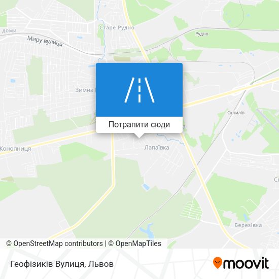 Карта Геофізиків Вулиця