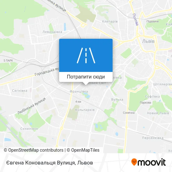 Карта Євгена Коновальця Вулиця