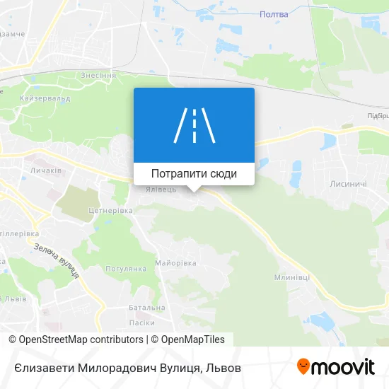 Карта Єлизавети Милорадович Вулиця