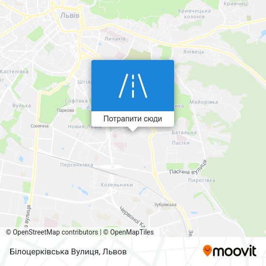 Карта Білоцерківська Вулиця