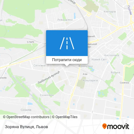 Карта Зоряна Вулиця