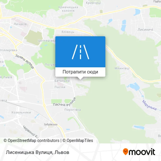 Карта Лисеницька Вулиця