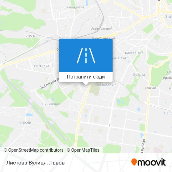 Карта Листова Вулиця