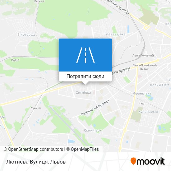 Карта Лютнева Вулиця