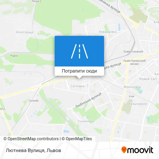 Карта Лютнева Вулиця