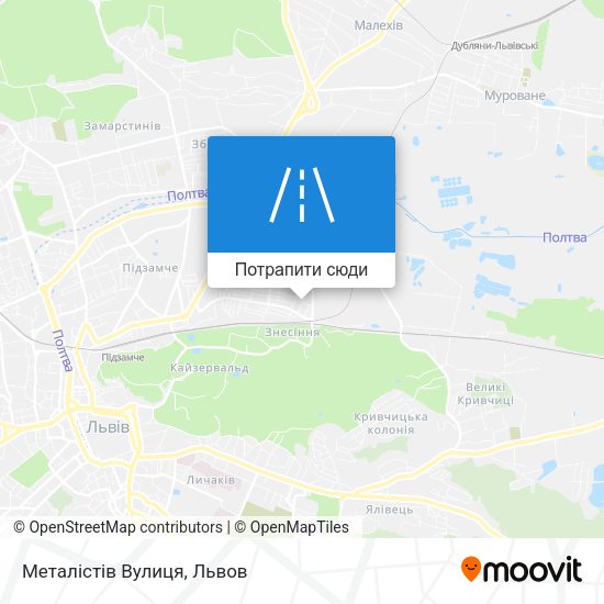 Карта Металістів Вулиця