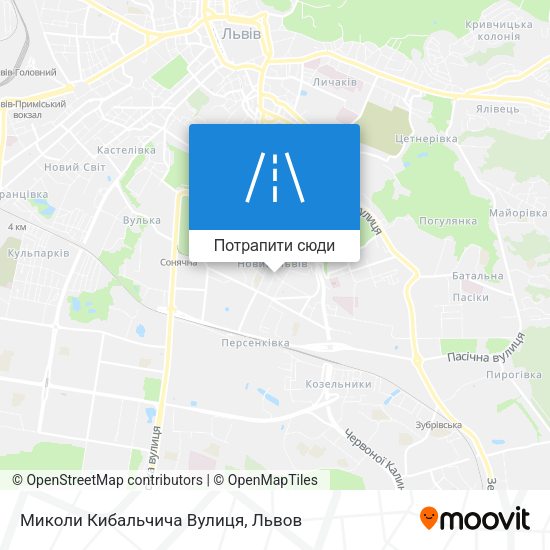 Карта Миколи Кибальчича Вулиця