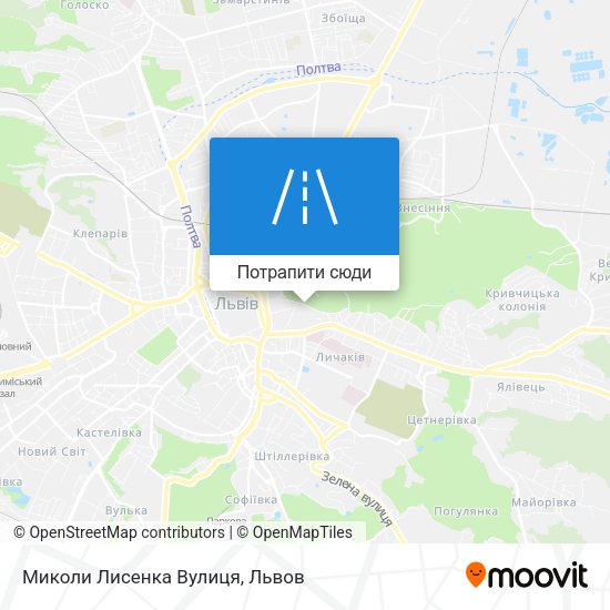 Карта Миколи Лисенка Вулиця
