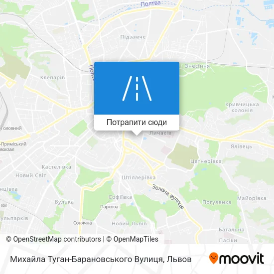 Карта Михайла Туган-Барановського Вулиця