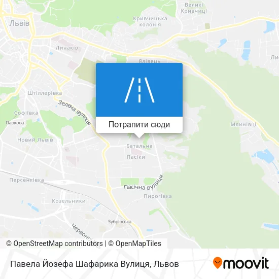 Карта Павела Йозефа Шафарика Вулиця