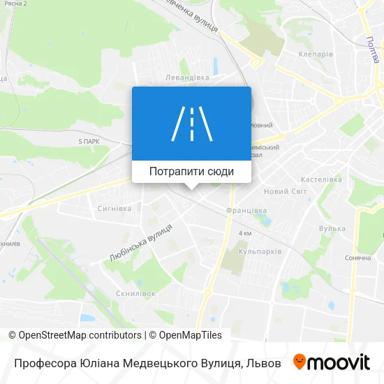 Карта Професора Юліана Медвецького Вулиця
