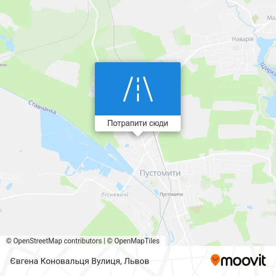 Карта Євгена Коновальця Вулиця