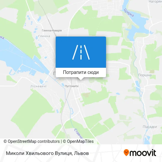 Карта Миколи Хвильового Вулиця