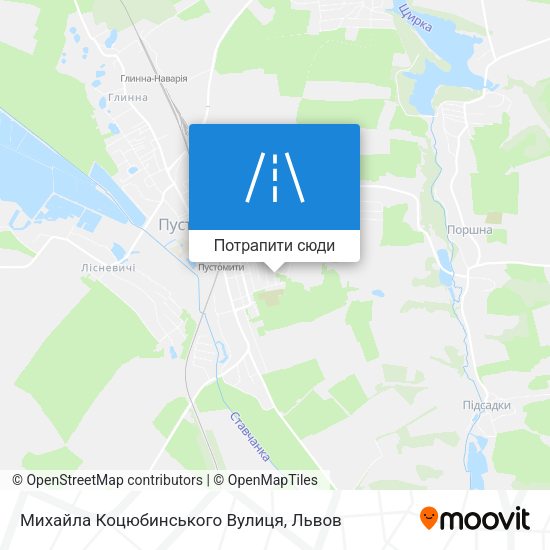 Карта Михайла Коцюбинського Вулиця