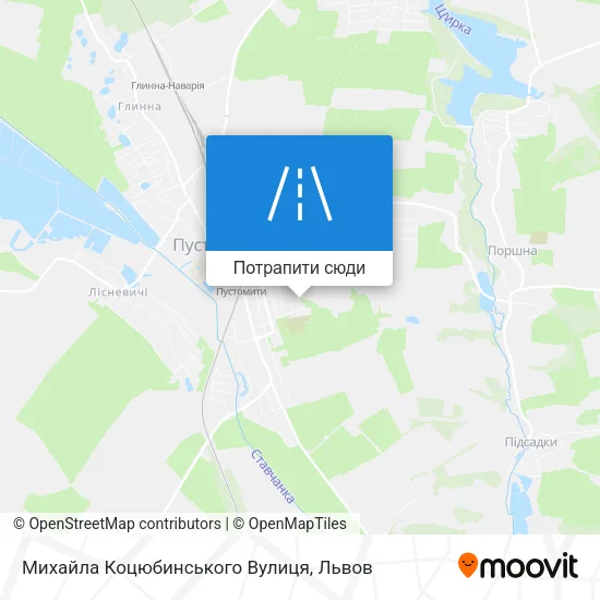 Карта Михайла Коцюбинського Вулиця