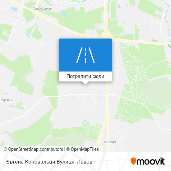 Карта Євгена Коновальця Вулиця