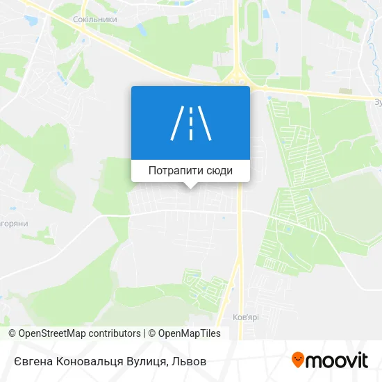 Карта Євгена Коновальця Вулиця
