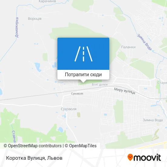 Карта Коротка Вулиця