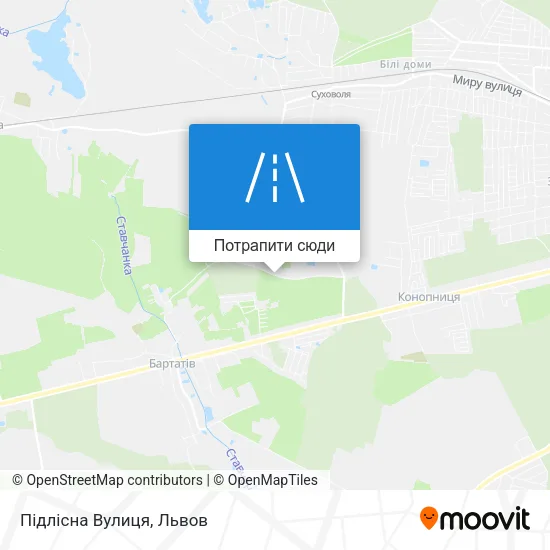 Карта Підлісна Вулиця