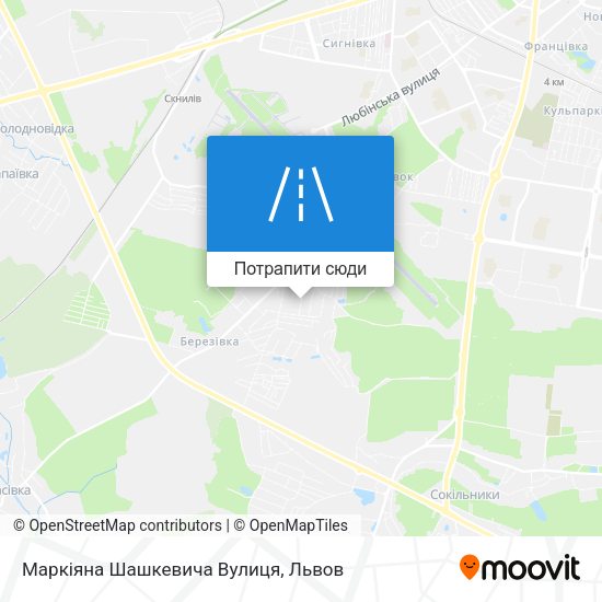 Карта Маркіяна Шашкевича Вулиця