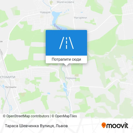 Карта Тараса Шевченка Вулиця