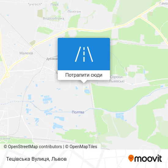 Карта Тецівська Вулиця