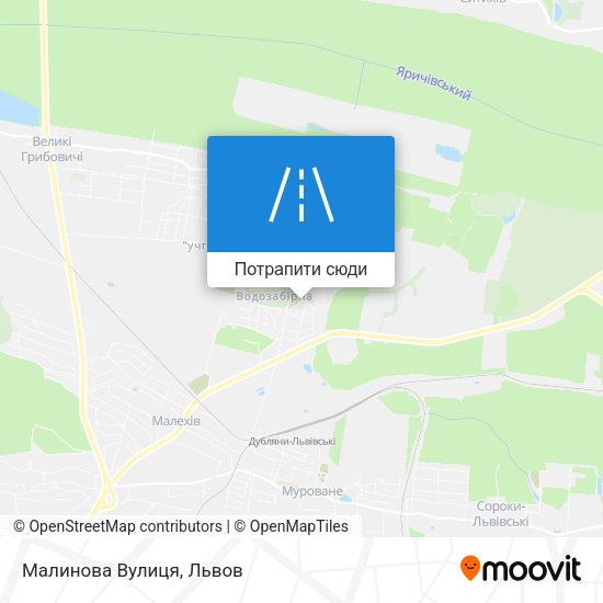 Карта Малинова Вулиця