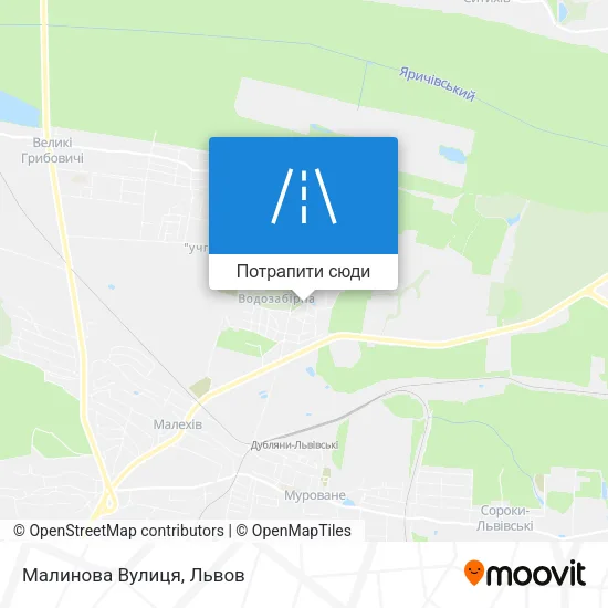 Карта Малинова Вулиця