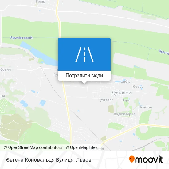 Карта Євгена Коновальця Вулиця