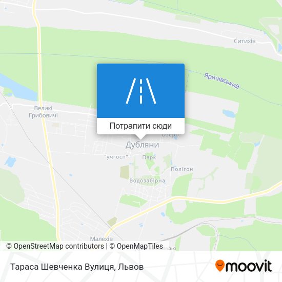 Карта Тараса Шевченка Вулиця