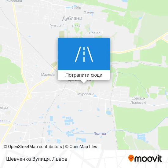 Карта Шевченка Вулиця