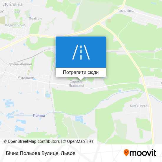 Карта Бічна Польова Вулиця