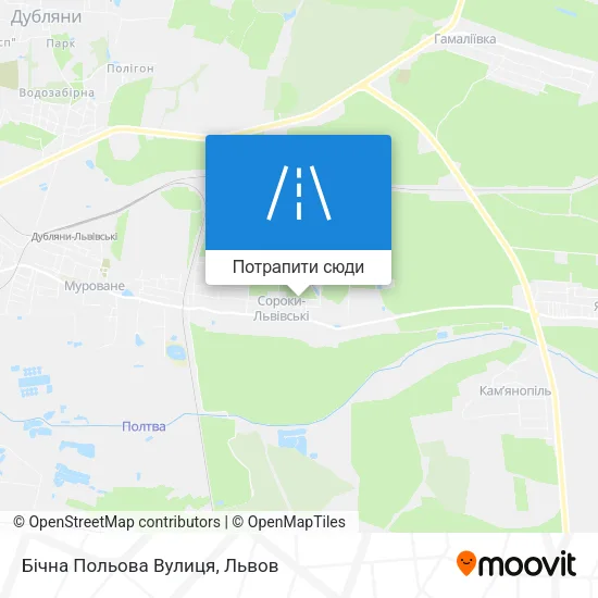 Карта Бічна Польова Вулиця