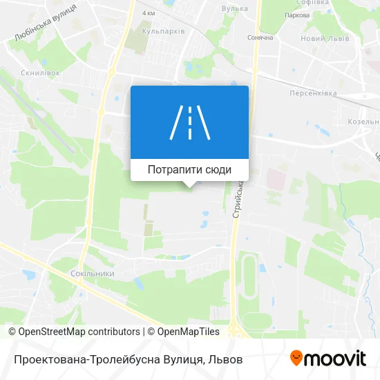 Карта Проектована-Тролейбусна Вулиця