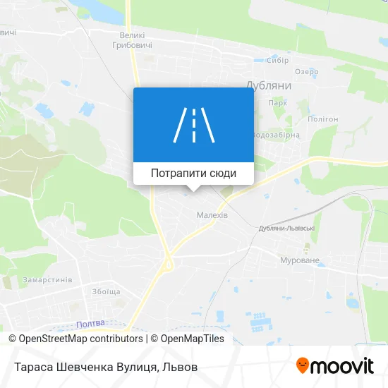 Карта Тараса Шевченка Вулиця